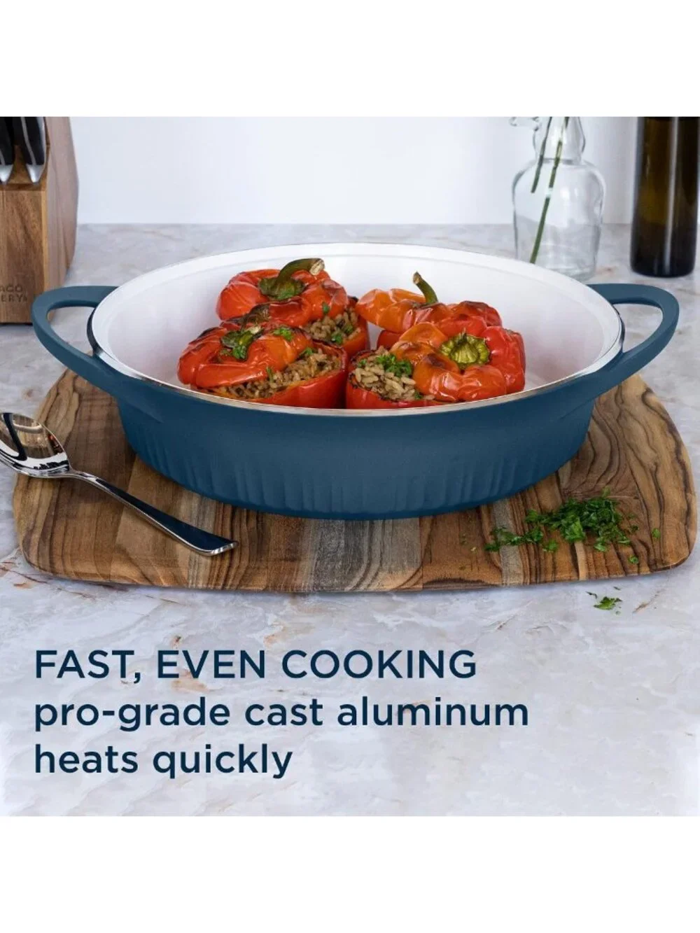 Lightweight 4-Qt Nonstick Cast Aluminum Braiser with Lid for Even Heat Cooking